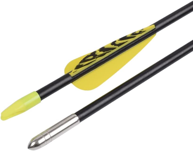 6875 Fiberglass Arrows Archery 24/26/28/30Inch Target Shooting Safetyglass Recurve Bows Suitable for Youth Children Woman Beginner (tigerspot Yellow Vanes)