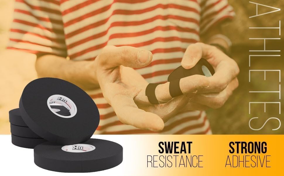 8 Pack Finger Tape Athletic Sports Wrap 0.3” x 45 Feet for Rock Climbing BJJ Jiu Jitsu MMA Grappling Martial Arts Volleyball Weight Training Wrestling Hand Tape Black