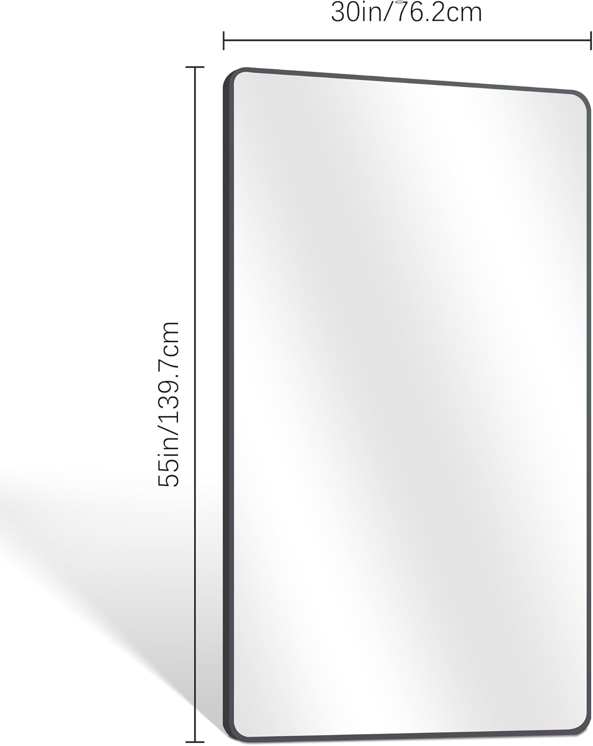 30" x 55"Bathroom Mirror, Matte Black Wall Mirror with Metal Frame, Decorative Rectangular Vanity Mirror for Bedroom Bathroom Living Room Entryway (Horizontal/Vertical)