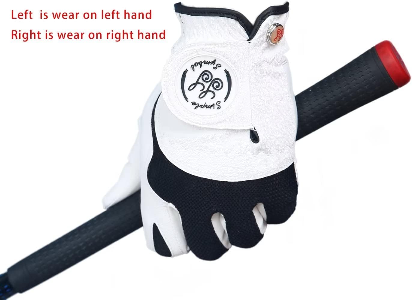 Men's Golf Glove Premium Synthetic Leather,Net Fabric,Stable Grip,Six Pack Value Left Hand Right Hand(Left is Wear on Left Hand,Right is Wear on Right Hand)