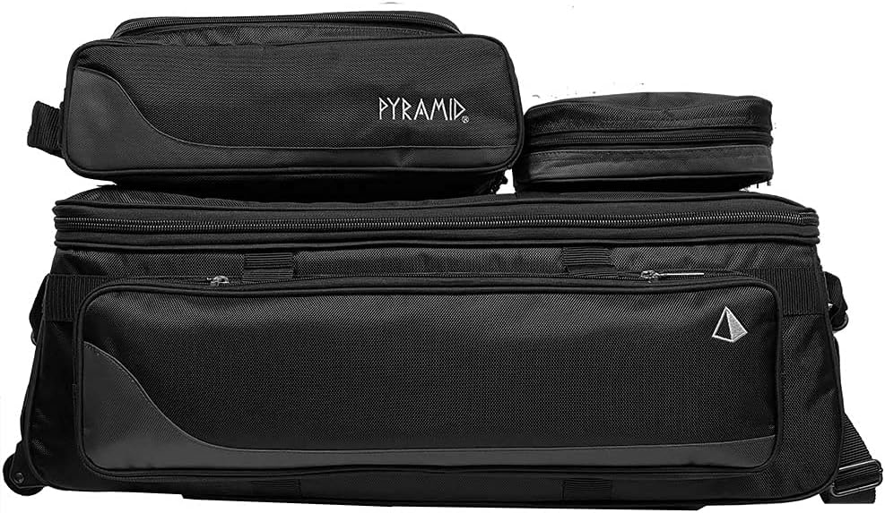 Pyramid Path Triple Tote Roller Plus Bowling Bag with Detachable Shoe Bag (Fits US Mens Size 15), Accessory and Side Pocket, Lightweight Travel Design