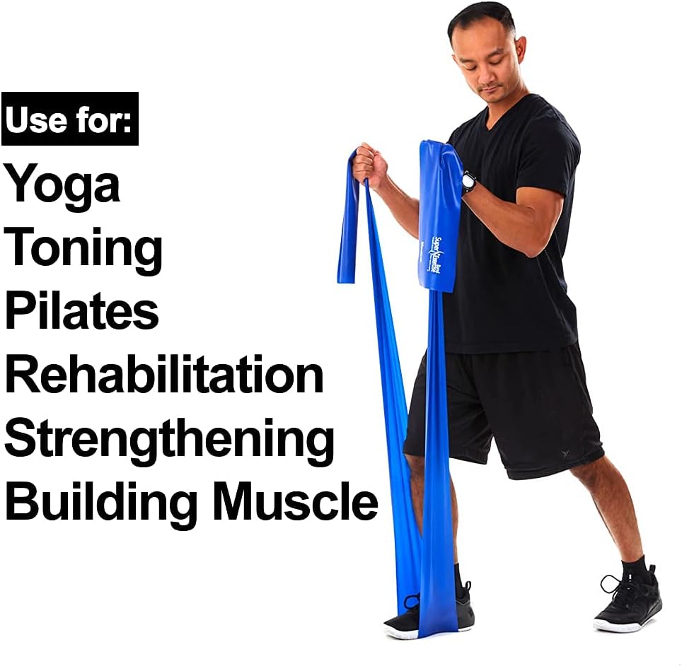 Resistance Band for Working Out - 8,16,24 Yard Resistance Bands Bulk Rolls - 10 Strengths in Light Medium and Heavy Exercise Bands - Latex Free Workout Bands Including iPhone App and e-Book