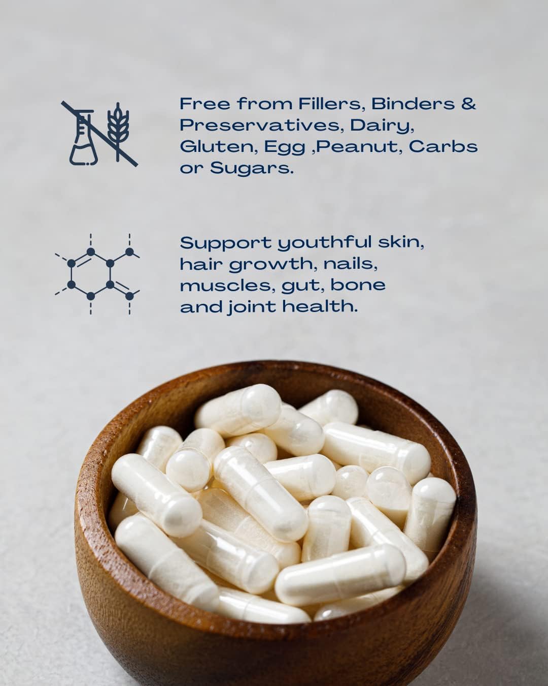 Collagen Peptides Capsules - Grass-Fed, Pasture-Raised Hydrolyzed Protein Supplement for Skin, Hair, & Nails - Non-GMO, Zero Sugar Daily Pills for Men & Women (180 Capsules)