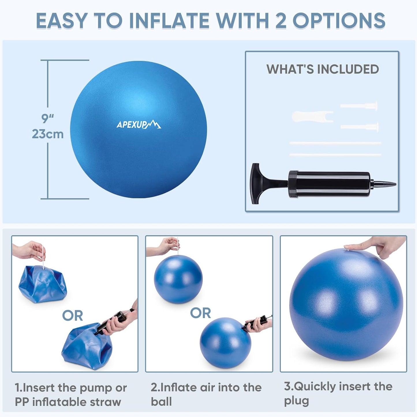 APEXUP Yoga & Pilates Ball - Anti Slip Heavy Duty Gym Ball for Fitness, Balance & Core Workout