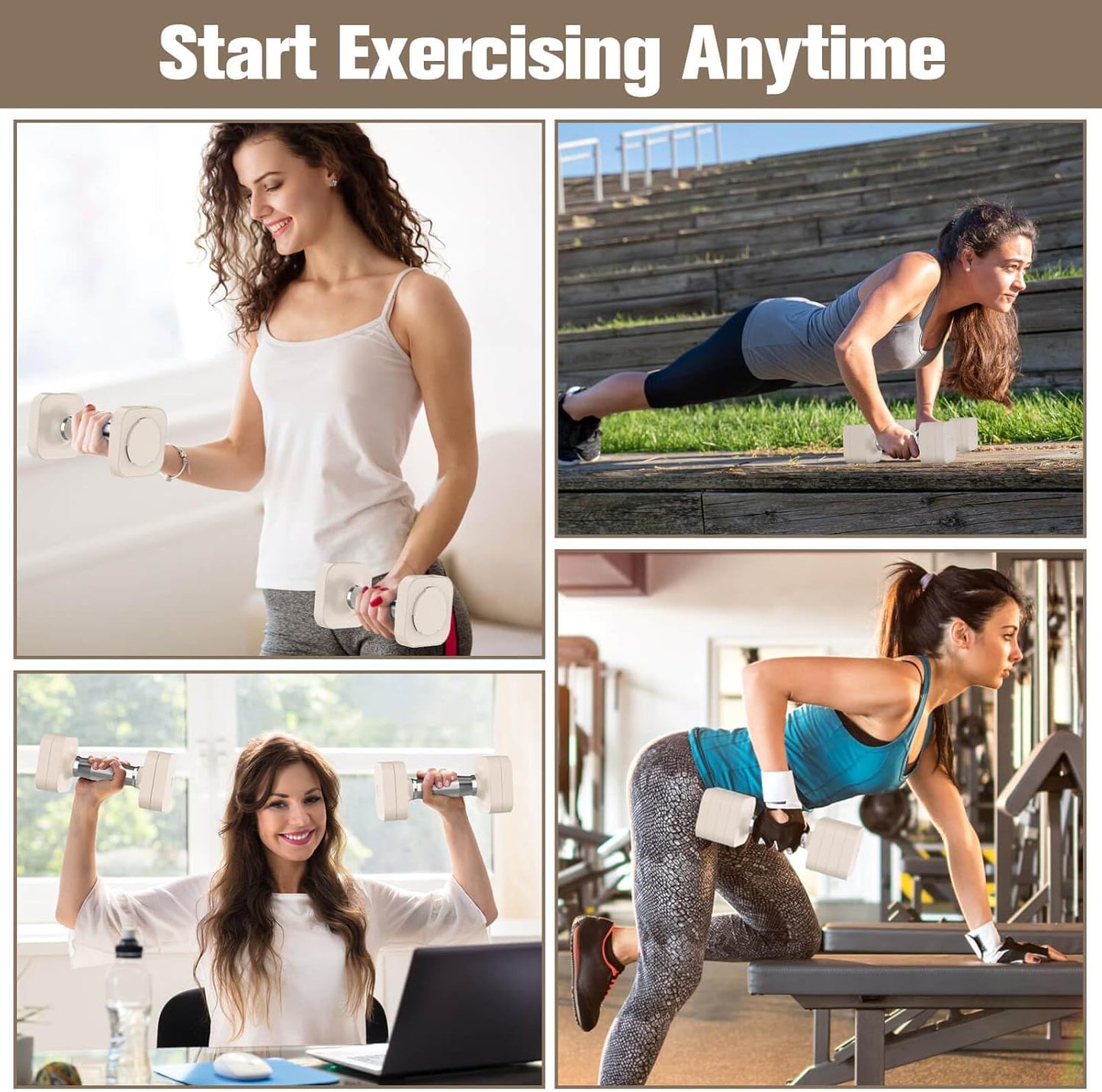 22LBS Adjustable Dumbbells Set, Adjustable Weight Dumbbells with 4 Levels 4.4lb, 6.6lb, 8.8lb, 11lb, Hand Weights Sets for Women/Men Home Gym Full Body Workout