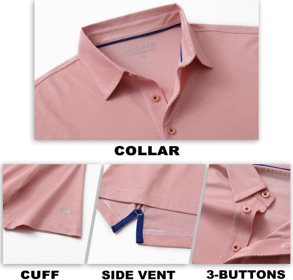 M MAELREG Golf Shirts for Men Dry fit Sports Jacquard Lightweight Performance Texture Short Sleeve Collared Polo Shirts