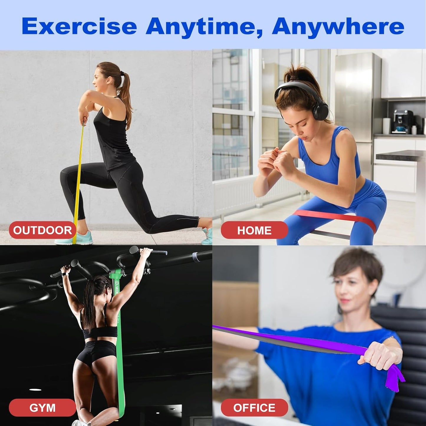 Resistance Bands, Pull Up Bands, Workout Bands for Exercise, Thick Heavy Resistance Band Set with Door Anchor, Elastic Bands for Body Stretching, Crossfit Training at Home/Gym Men & Women Women