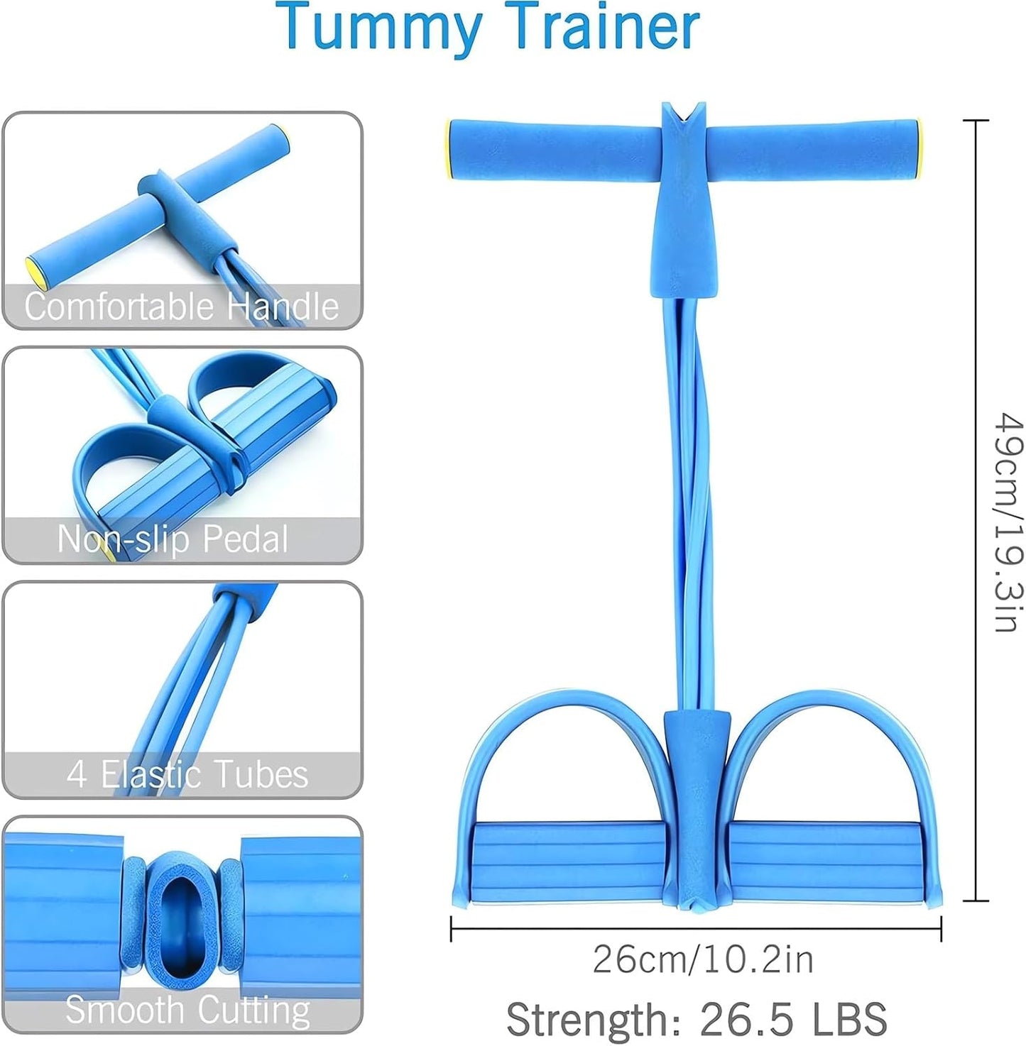 21 Fitness Resistance Bands-4 Tube Pedal Ankle Puller - 2023 New Sit up Leg Stretch Rope Exercise Bands with Handles, Stretching Workout Fitness Bands for Arm Weights Exercise Equipment