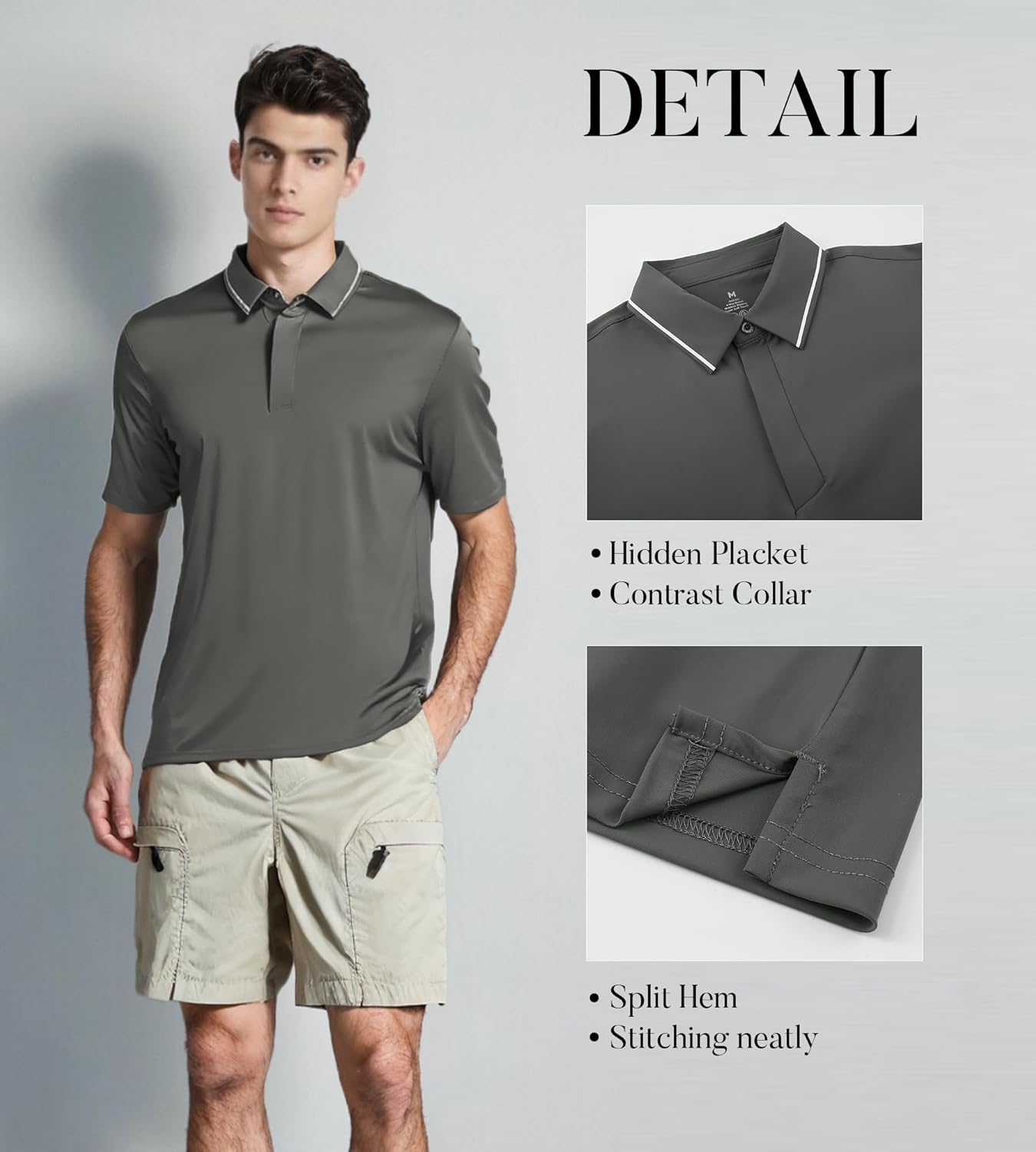 SAMERM Golf Shirts for Men Super Stretch Jacquard Dry Fit Golf Polo Moisture Wicking Short Sleeve Polo Shirts for Men