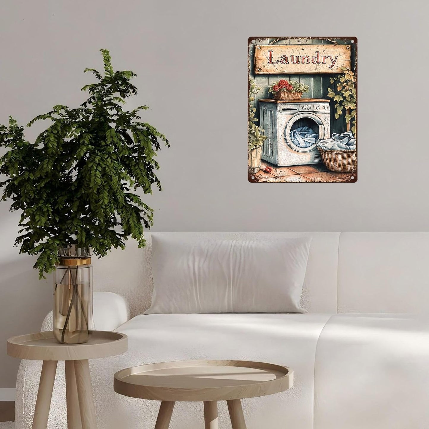 Vintage Laundry Room Tin Sign Retro Metal Poster Funny Laundry Wall Art Cafe Toilet Farm Room Garden Plaque Outdoor Farmhouse Decor Bathroom Restroom 12 * 16inch