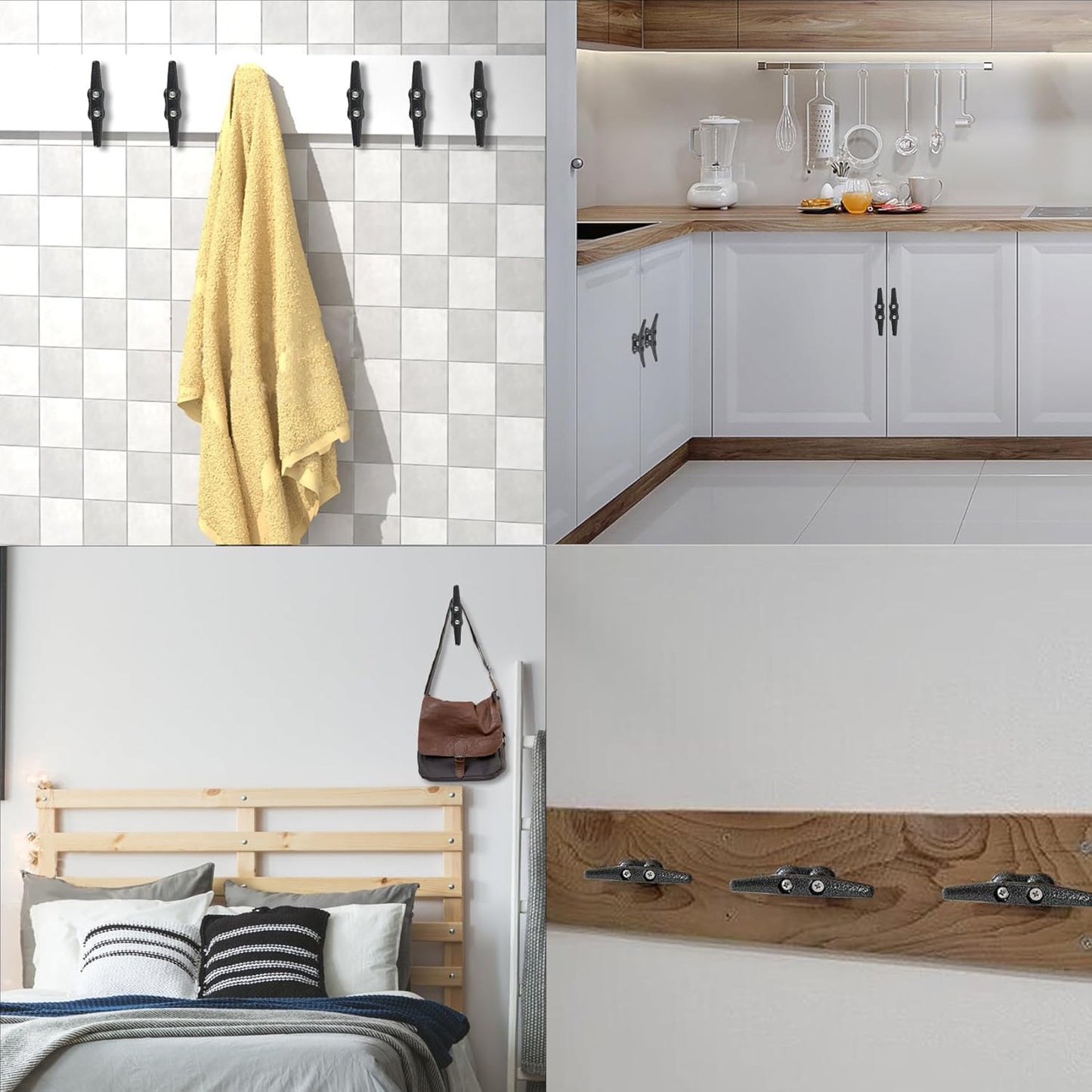 4 inch Dock Cleats 4/6/8/12/16/20/24 Pack,Boat Dock Cleats Rope Cleat Marine Cleats Iron Boat Cleats with Hardware ldeal for Deck,Nautical Decor,Cleats for Boat Dock,Boat Tie Down Cleats