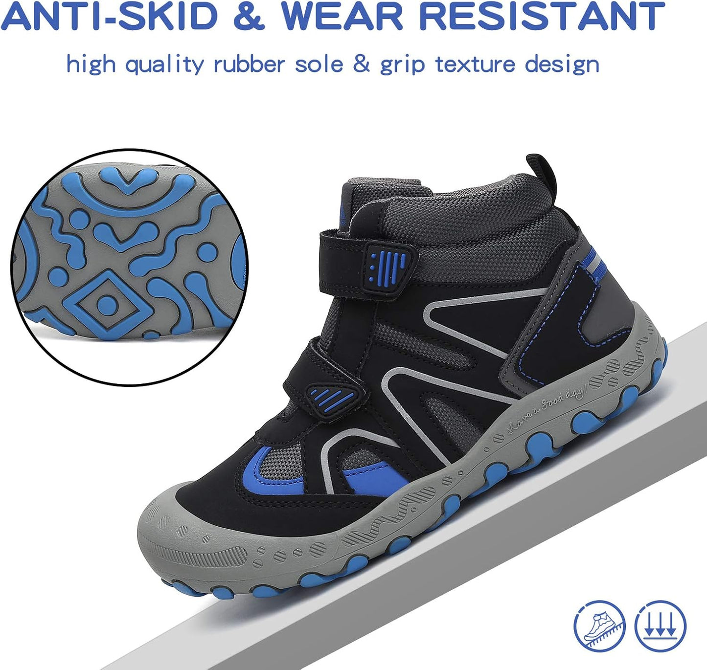 Mishansha Kids Water Resistant Hiking Boots, Boys Girls Anti Collision Anti-Skid Athletic Outdoor Adventure Trekking Shoes