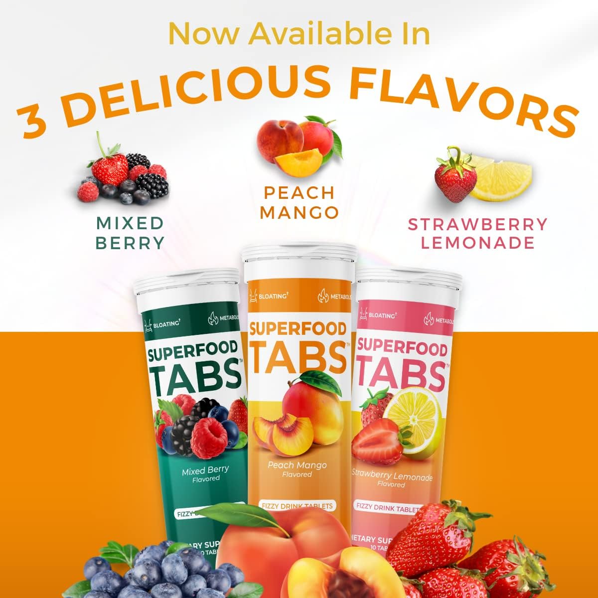 โ Anti-Bloat Cleanse Drink with 15 Superfoods | Supports Digestion, Energy & Cravings | Vegan, Non-GMO | 60 Effervescent Tabs โ Peach Mango Flavor