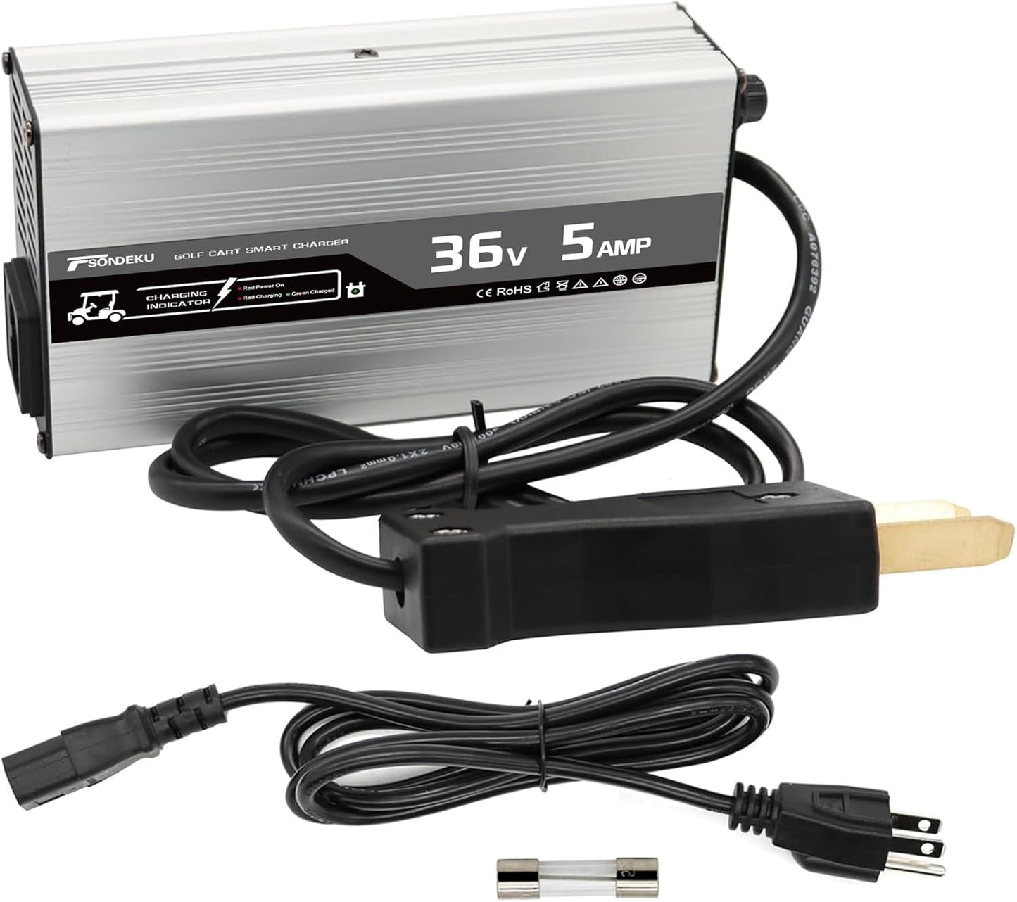 36V 5A Golf Cart Charger with Crowfoot Connector Plug Compatible with TXT DS Golf Cart, Yamaha | Multi-Scenario Use for Home, Club & Storage, Lightweight