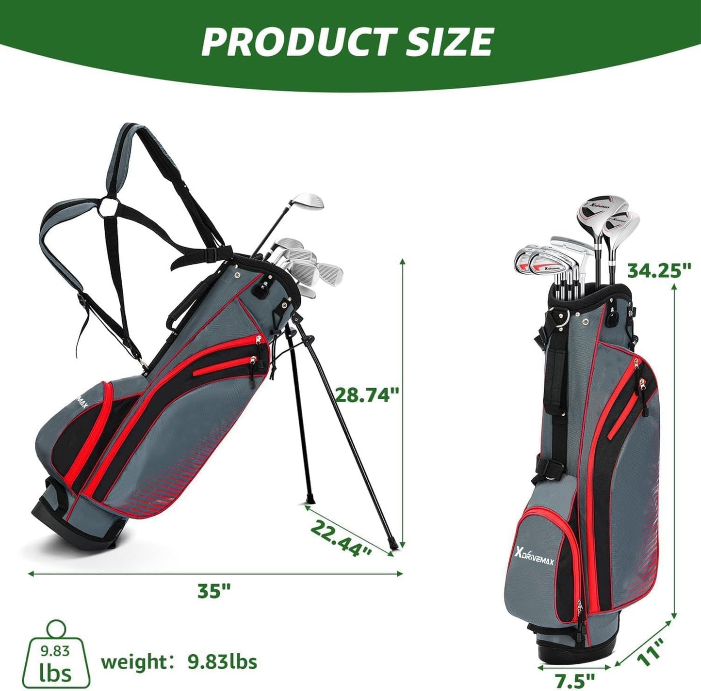 8 Pieces Complete Golf Club Set – Full Set with Bag, Fairway Wood, Hybrid, Irons, Putter – Lightweight, Beginner Friendly, Premium Quality, Distance & Accuracy, Easy to Use for Men & Women