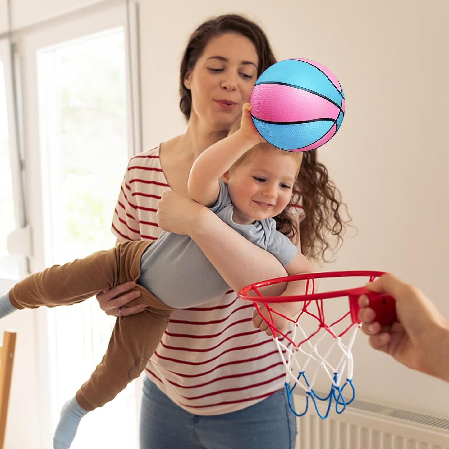 4 Packs Mini Basketballs 7 Inch Size 3 with Pump, Kids Small Basketball Set for Basketball Hoop Pool Party Games Indoor Outdoor Play Sports Toys Bouncy Basket Balls for Kids Toddlers 1-3 3-5 5-7 Gifts