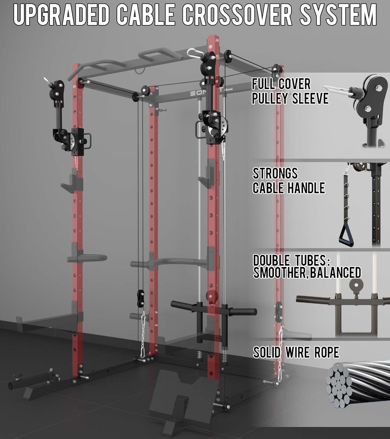 Eonfit E2 Power Cage,1500LB Squat Rack with Cable Crossover System.Multi-Function Power Rack for Home Gum.All-in-One Squat Rack with More Training Attachments