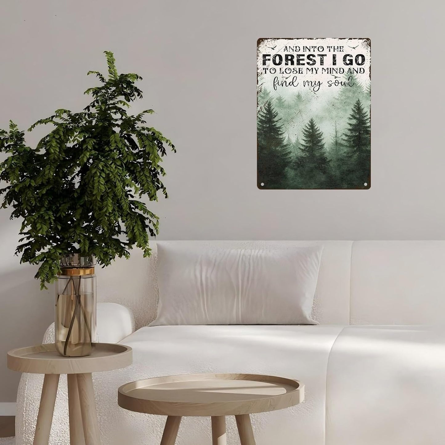 Vintage Sign And Into The Forest I Go to Lose My Mind and Find My Soul Hiking Girl Retro Metal Tin Sign for Home Coffee Wall Decor 12 * 16inch