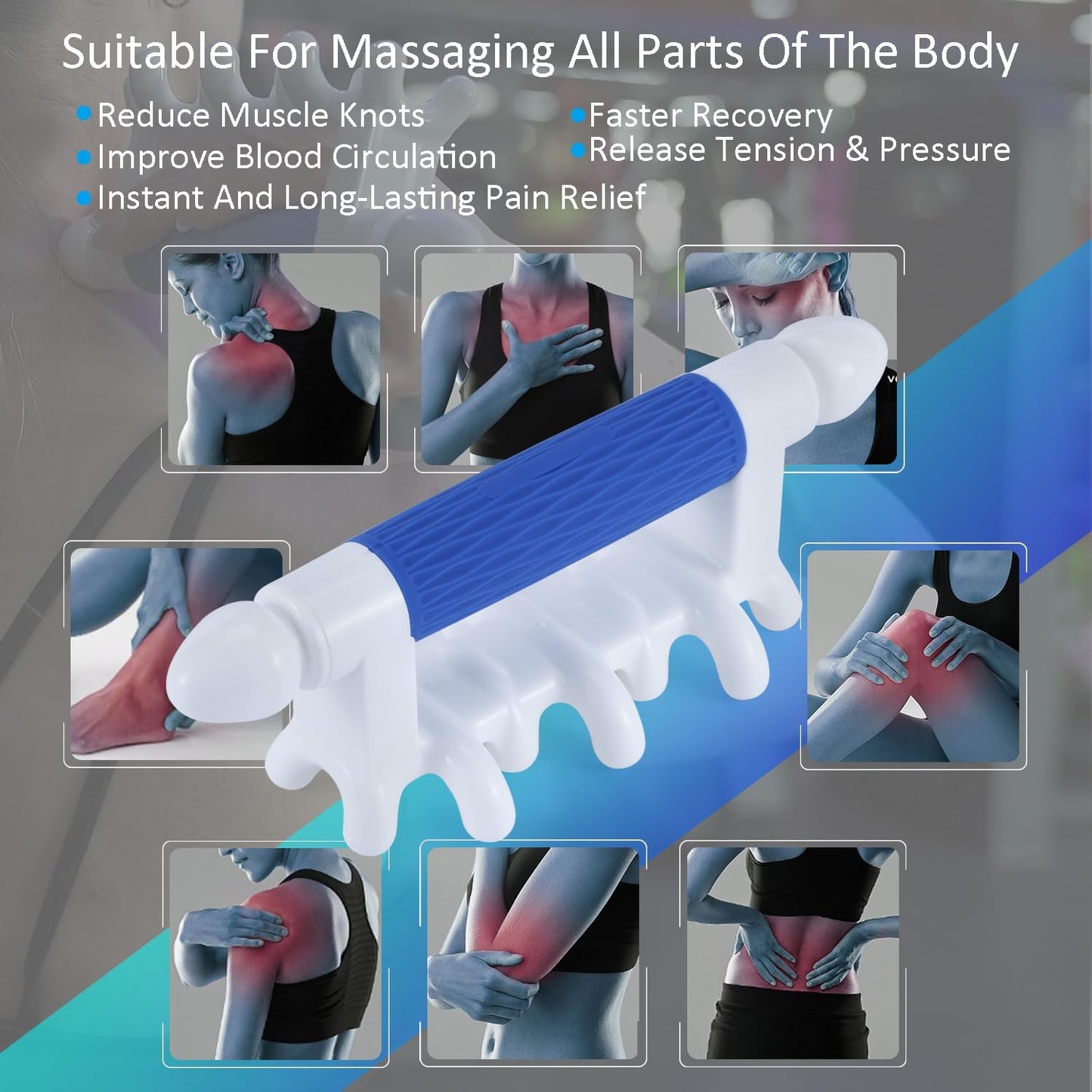 Fascia Massage Tool Myofascial Release Blaster Tools for Anti-Cellulite Skin Soothing Lymphatic Drainage Trigger Point Deep Tissue Neck,Shoulder,Lower Back,Psoas,Thighs,Butt & Full Body (Blue)