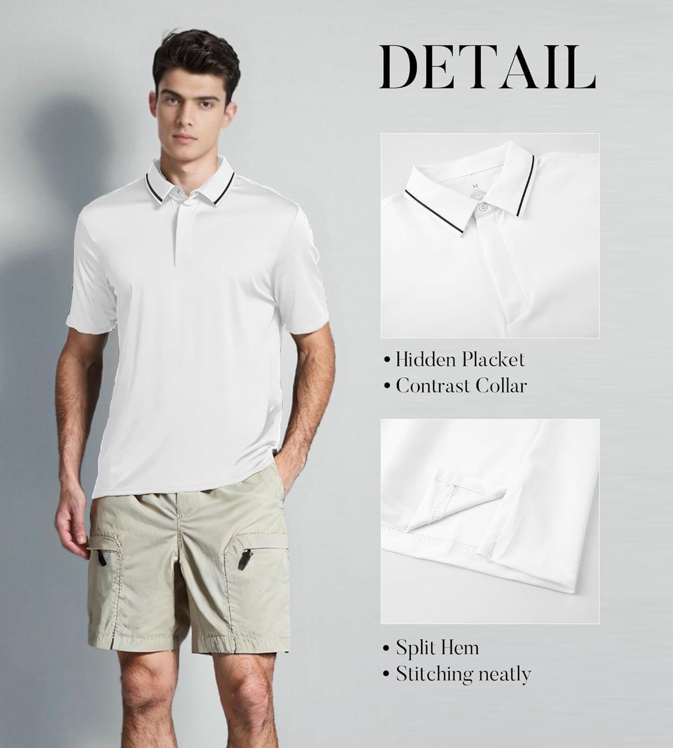 SAMERM Golf Shirts for Men Super Stretch Jacquard Dry Fit Golf Polo Moisture Wicking Short Sleeve Polo Shirts for Men