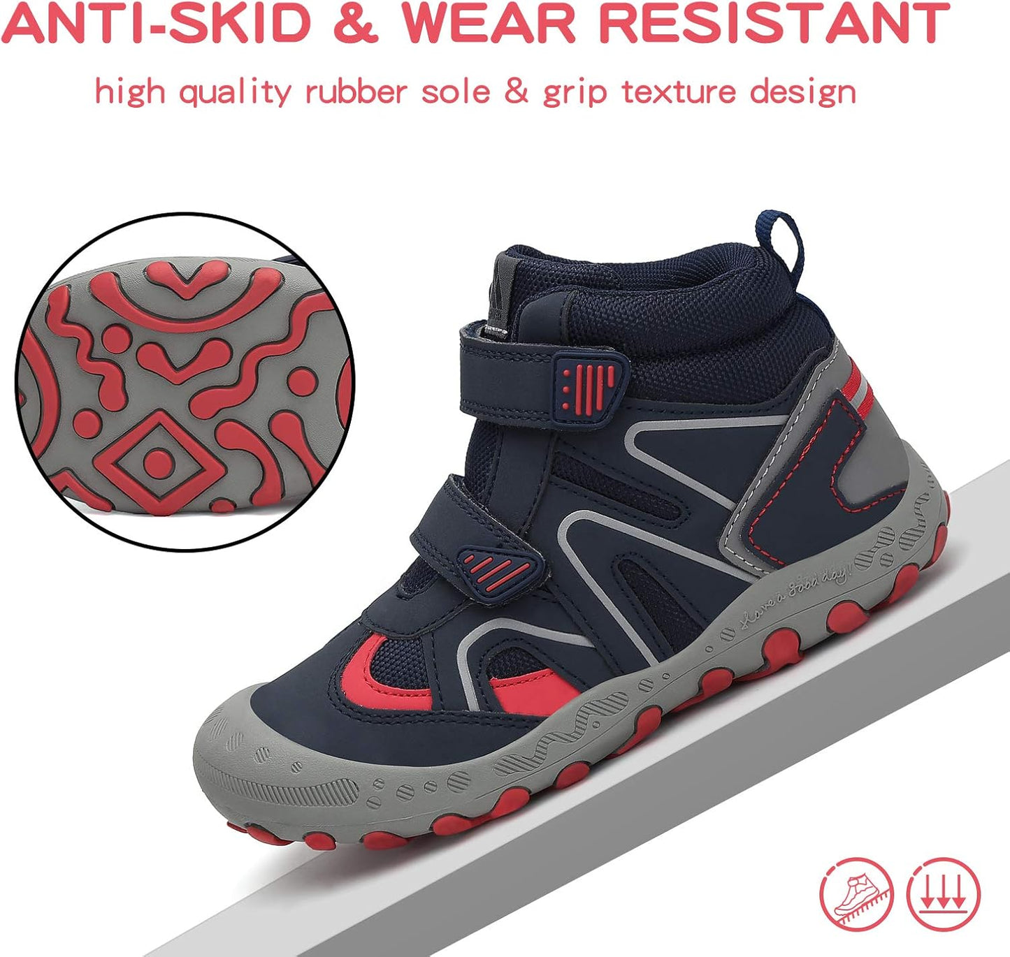Mishansha Kids Water Resistant Hiking Boots, Boys Girls Anti Collision Anti-Skid Athletic Outdoor Adventure Trekking Shoes