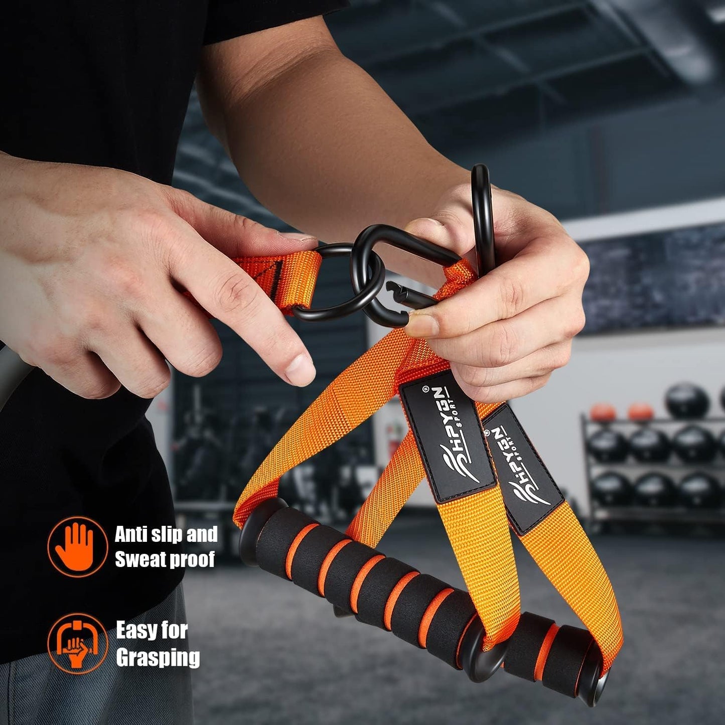 HPYGN Resistance Bands, Heavy Exercise Bands with Handles, Fitness Bands for Working Out, Workout Bands for Men, Weight Bands Set for Muscle Training, Strength, Slim, Yoga, Home Gym Equipment