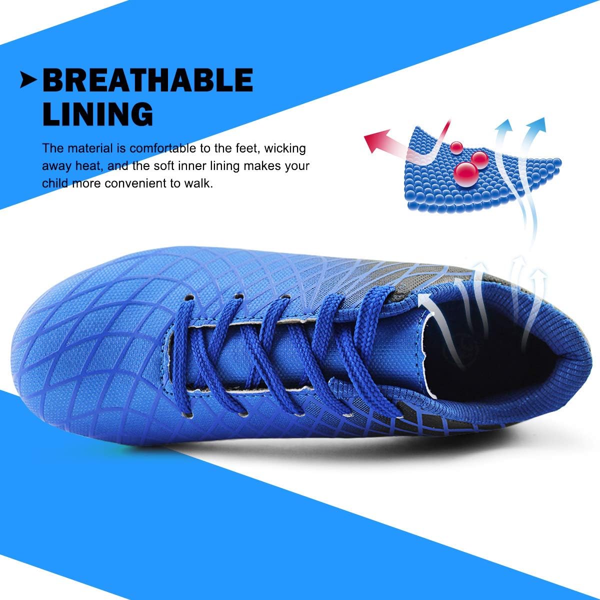 JABASIC Kids Outdoor Soccer Cleats Athletic Firm Ground Football Shoes
