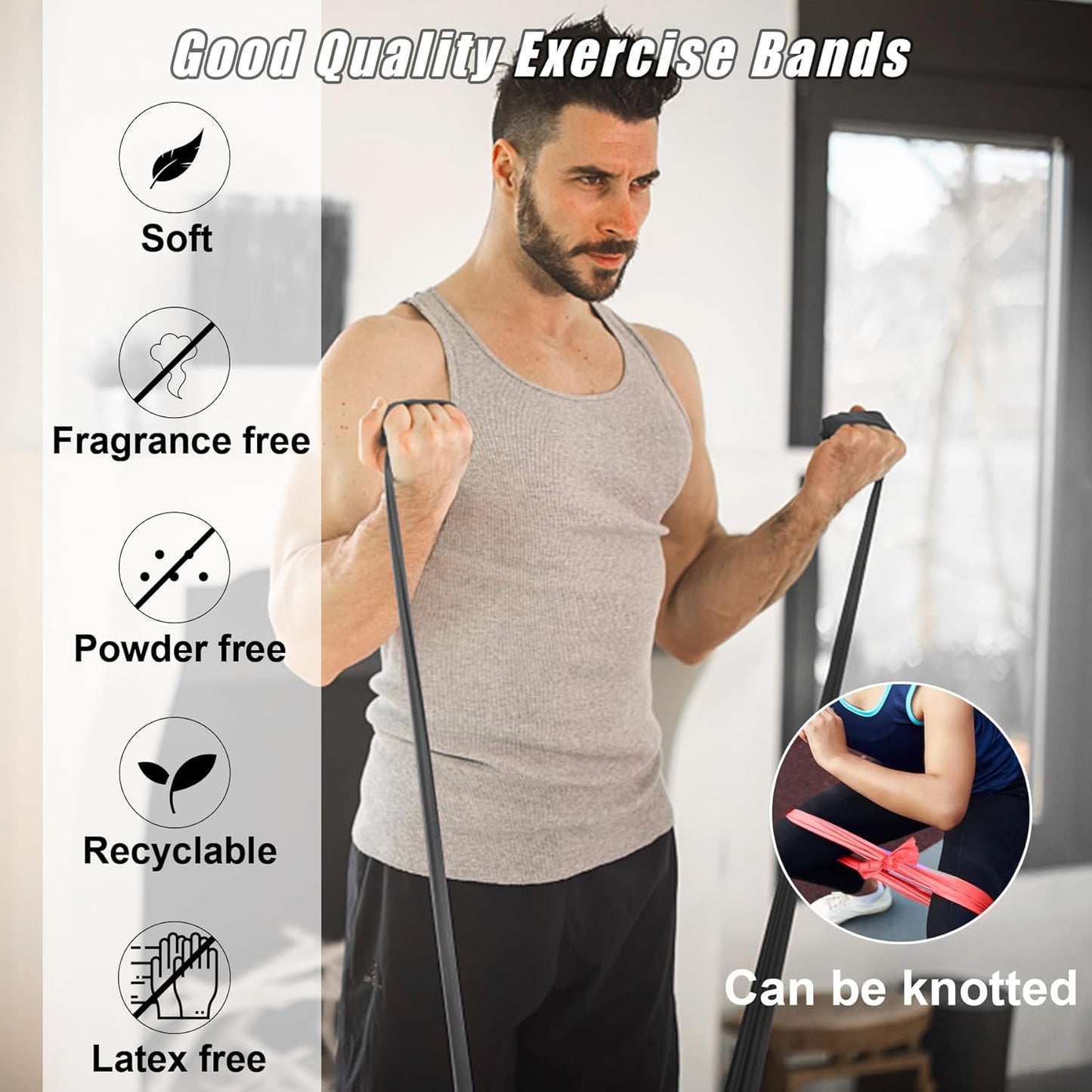 Resistance Bands for Working Out, Physical Therapy Bands, Latex Free Elastic and Exercise Bands Set for Stretching, Suitable for Rehab, Yoga, Pilates, Gym, Home Exercise