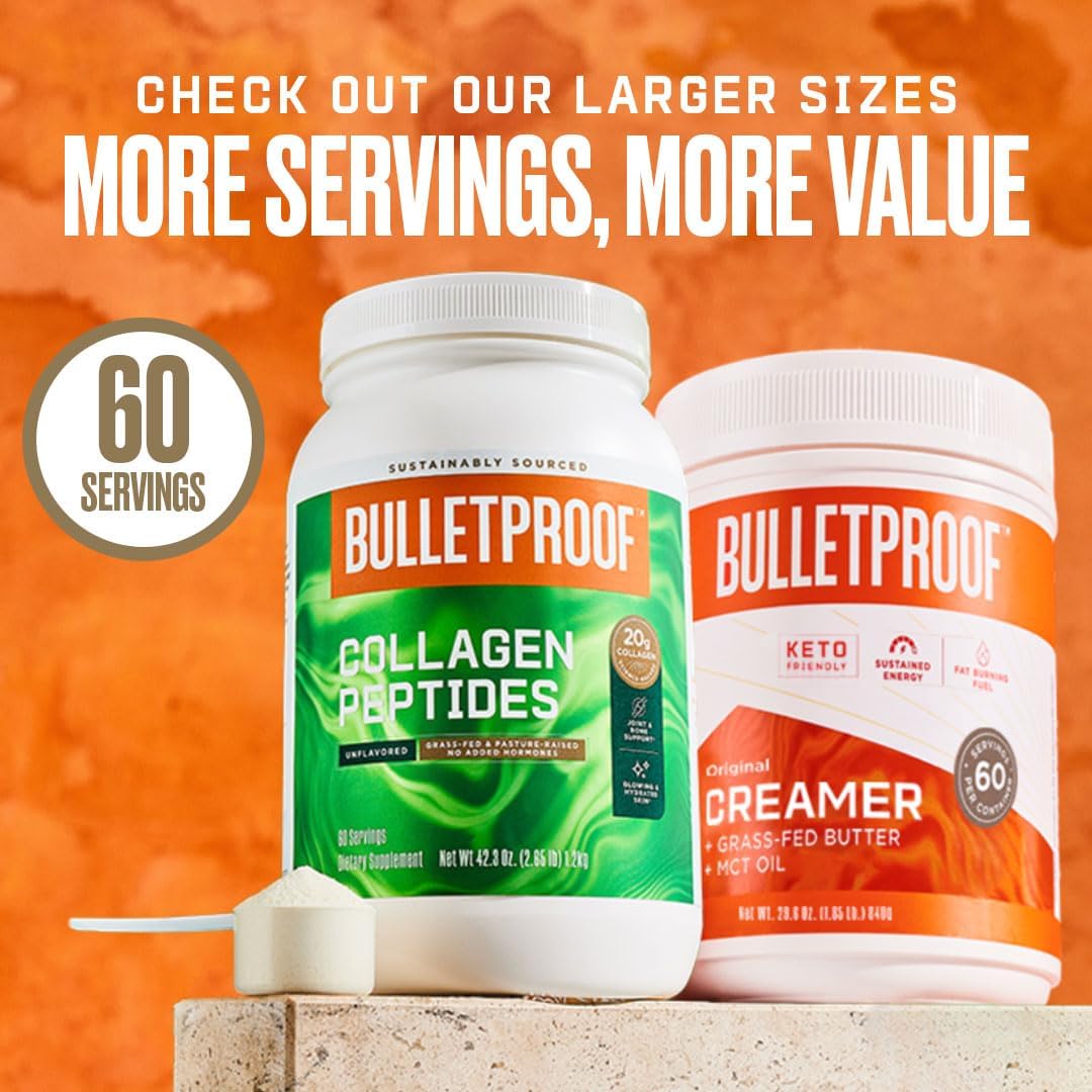 Bulletproof Vanilla Collagen Protein Powder with MCT Oil, 19g Protein, 42.3 Oz, Value Size, Collagen Peptides and Amino Acids for Healthy Skin, Bones and Joints