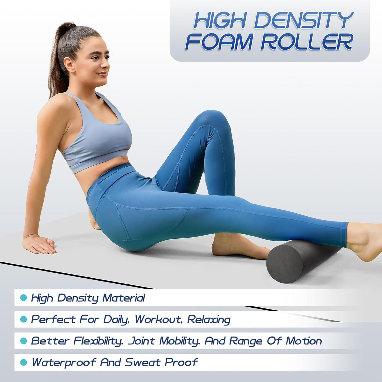 Foam Roller High Density Foam Roller Set for Deep Tissue Muscle Massage, 18" Trigger Point Fitness Exercise Massage Roller, Self-Myofascial Release for Whole Body (Orange)