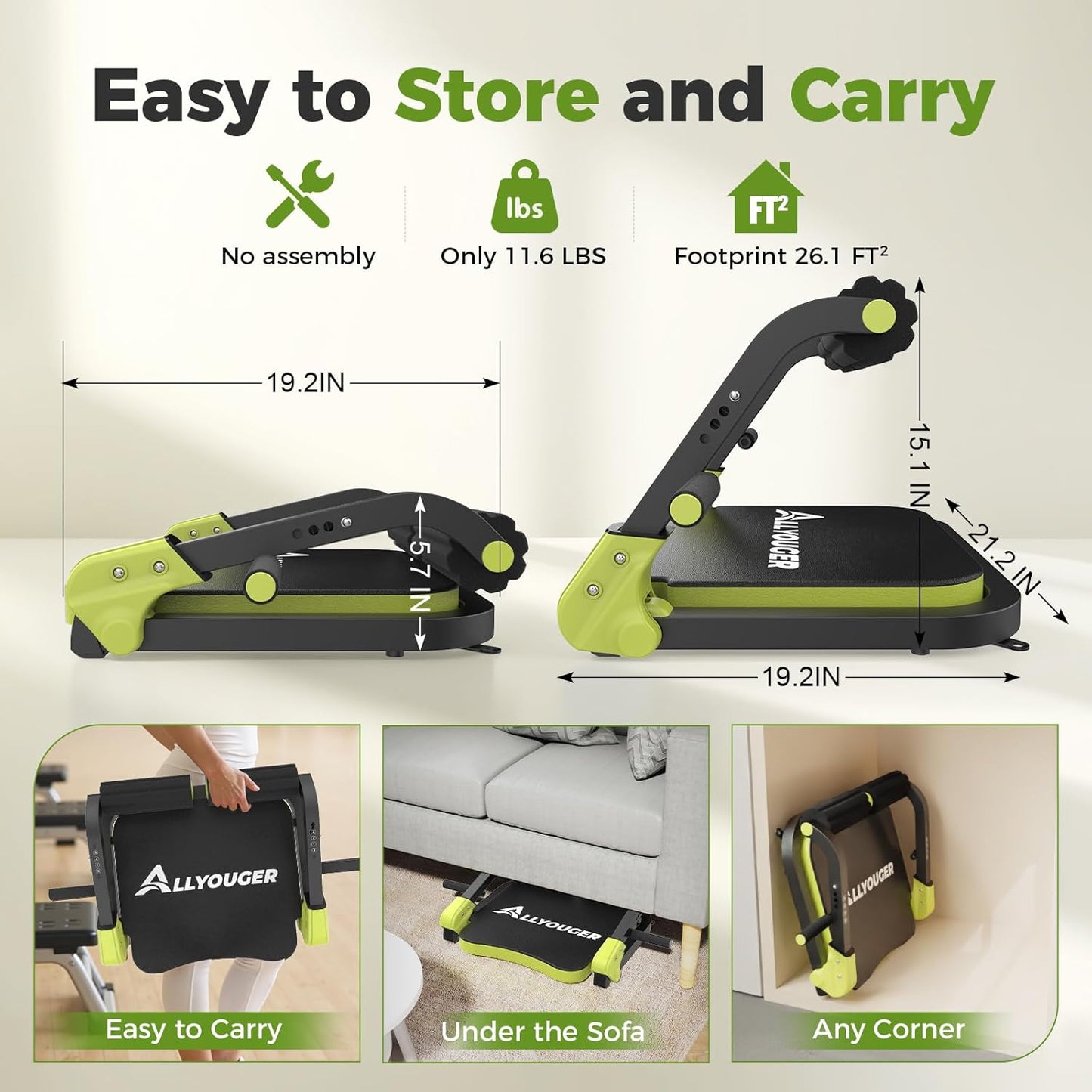 Ab Machine,Sit Up Exercise Equipment& Core Machine, Workout Equipment,Adjustable Ab Trainer with 3 Resistance Levels and Removable Auxiliary Handle,Home Gym Fitness Equipment for All Ages