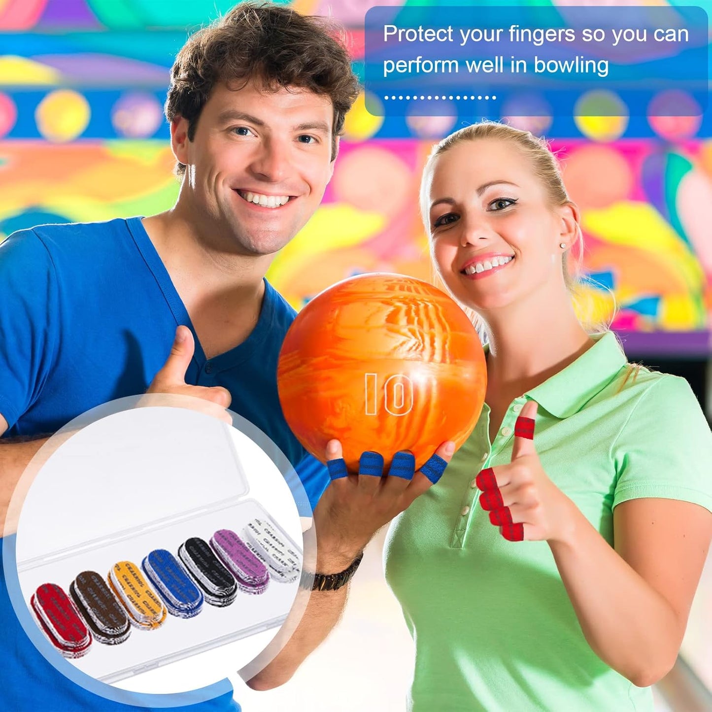 140 Pack 2 Sizes Bowling Thumb Tape Protective Performance Bowl Finger Tape 7 Colors Elastic Bowlers Tape Exercise Bowling Tape for Fingers for Men Women Bowlers Sport Protection Accessory