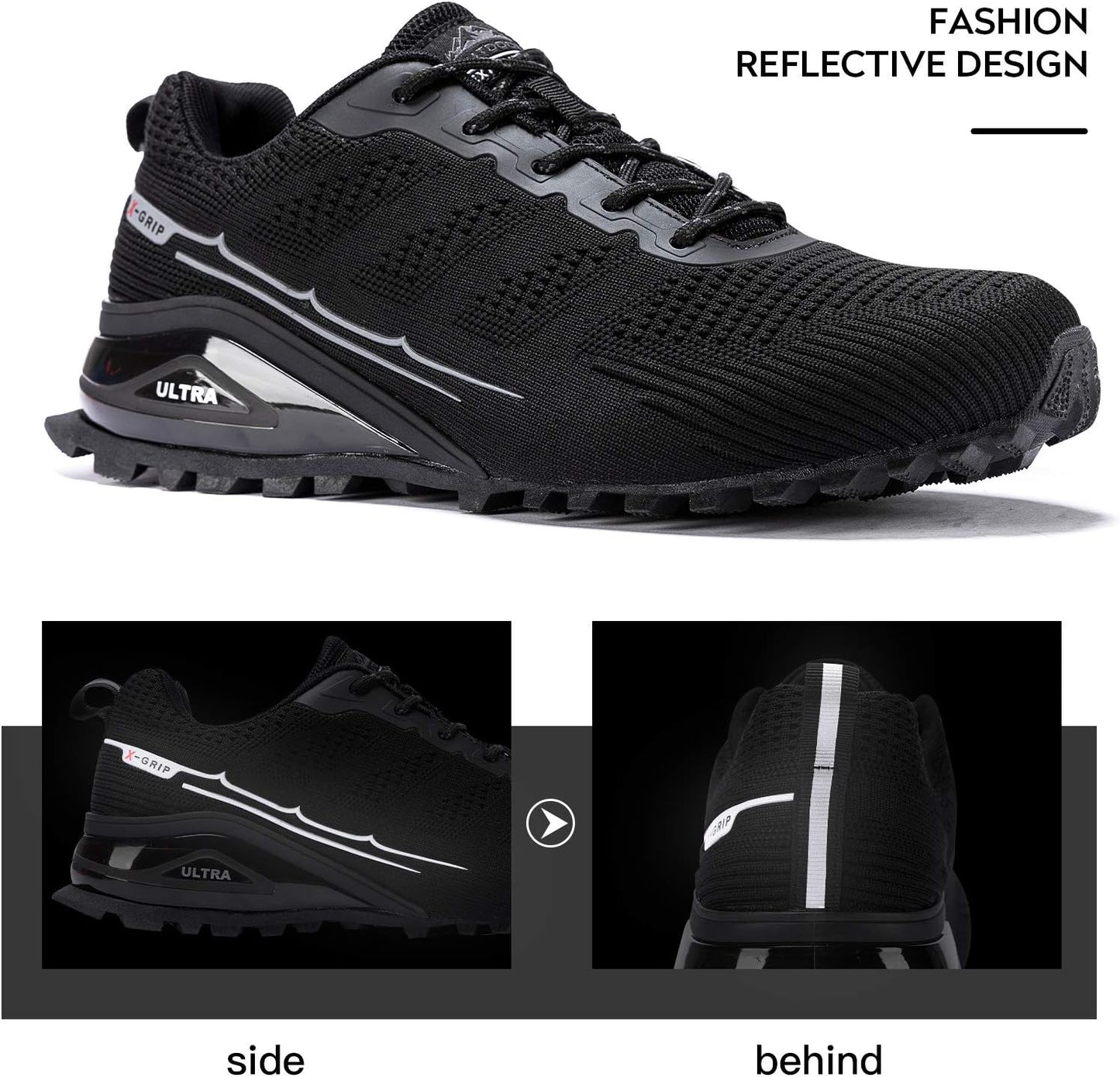 Kricely Men's Trail Running Shoes Fashion Walking Hiking Sneakers for Men Tennis Cross Training Shoe Outdoor Snearker Mens Casual Workout Footwear