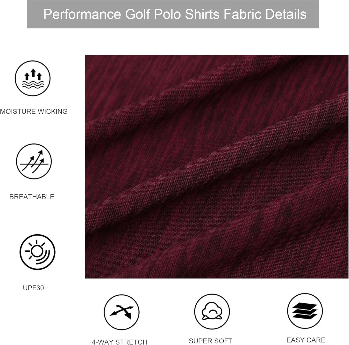 Alex Vando Mens Golf Shirt Moisture Wicking Quick-Dry Short Sleeve Casual Polo Shirts for Men