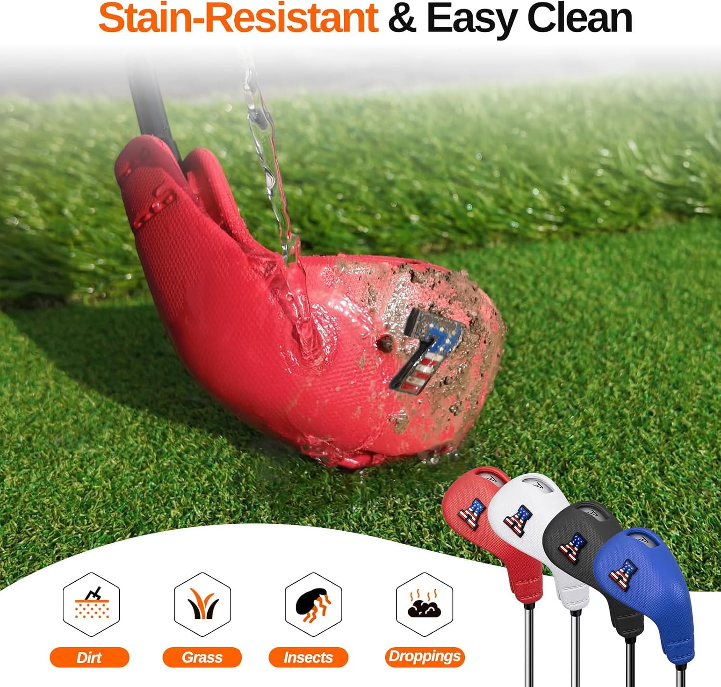 10pcs EVA Golf Club Covers – 7 Iron & 3 Wedge Covers with Numbers – Washable, Wear-Resistant Protection – Easy On & Off for Golf Irons & Wedges