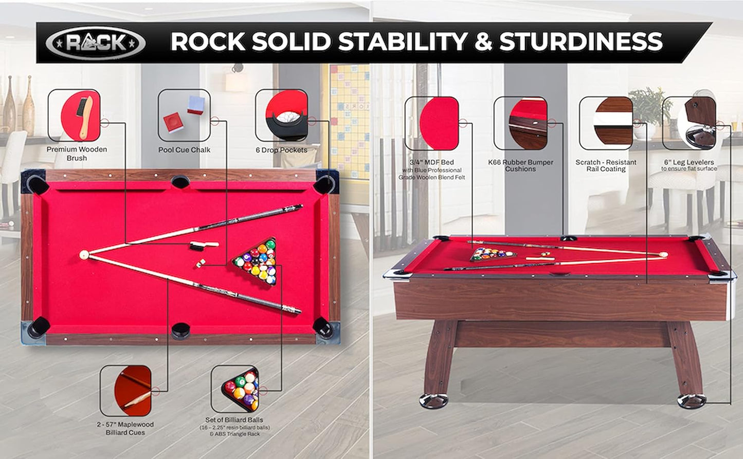 RACK Draco 7-Foot Tournament Billiard/Pool Table for Competitive Players!