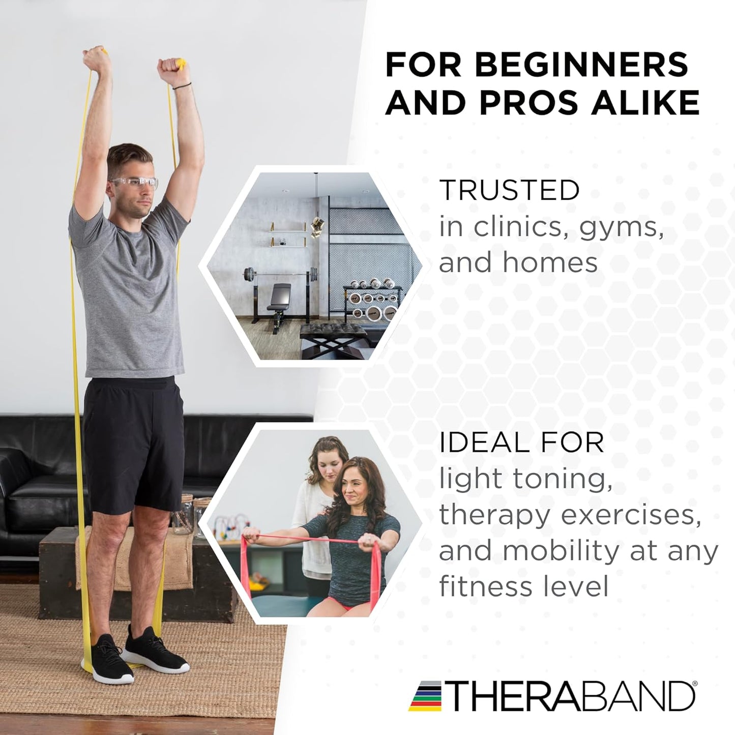 THERABAND Resistance Bands, 50 Yard Roll Professional Latex Elastic Fitness Band For Upper & Lower Body & Core Exercise, Physical Therapy, Pilates, Yoga, Stretching, Home Workouts, & Rehab