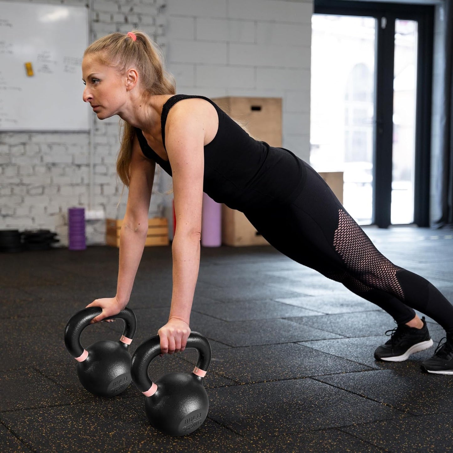 Cast Iron Kettlebell Weights for Home Gym, Heavy Duty Strength Training, Workout Equipment for HIIT, Functional Fitness