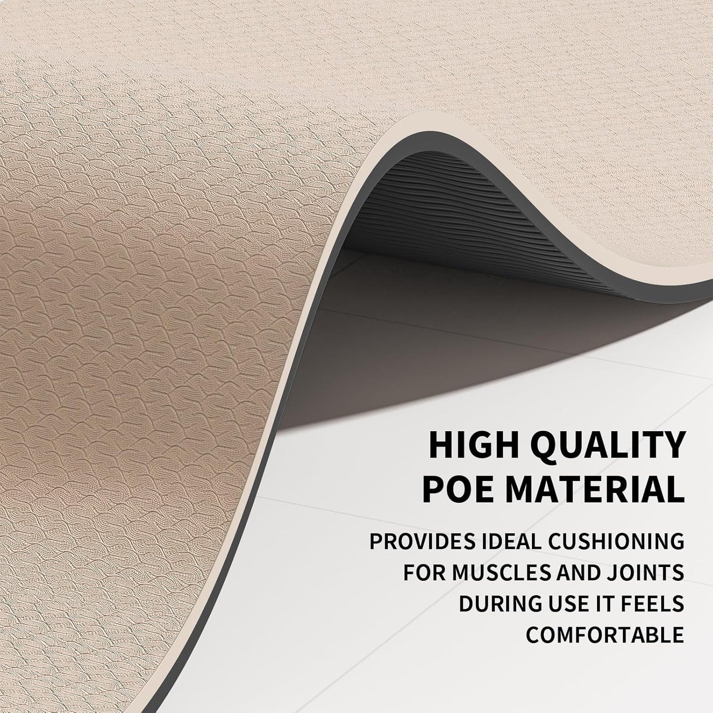 10mm Large Yoga Mat (6'x 4') - Extra Long and Wide 72 x 48 x 0.4 inches, Non-Slip POE Fitness Mat, Eco-Friendly, Thick Wide Exercise Mat for Home Workouts,Ideal for Yoga and Pilates.