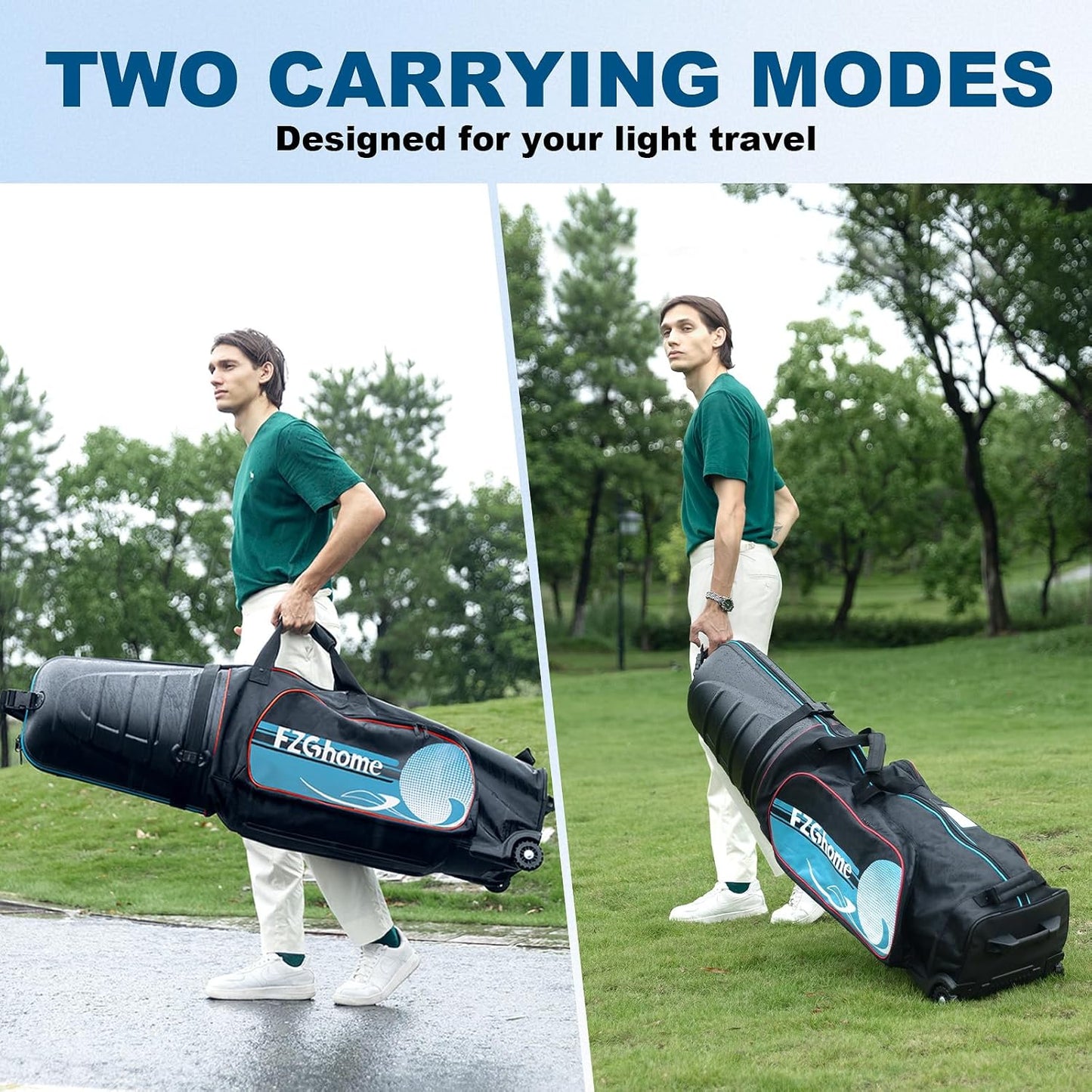 Golf Travel Bags for Airlines with Hard Case Top & Wheels, Hard Shell Top Protect Golf Club, 1680D Heavy Duty Oxford, Wide-Mouth Effortless Packing, Lightweight, MidnightFjord