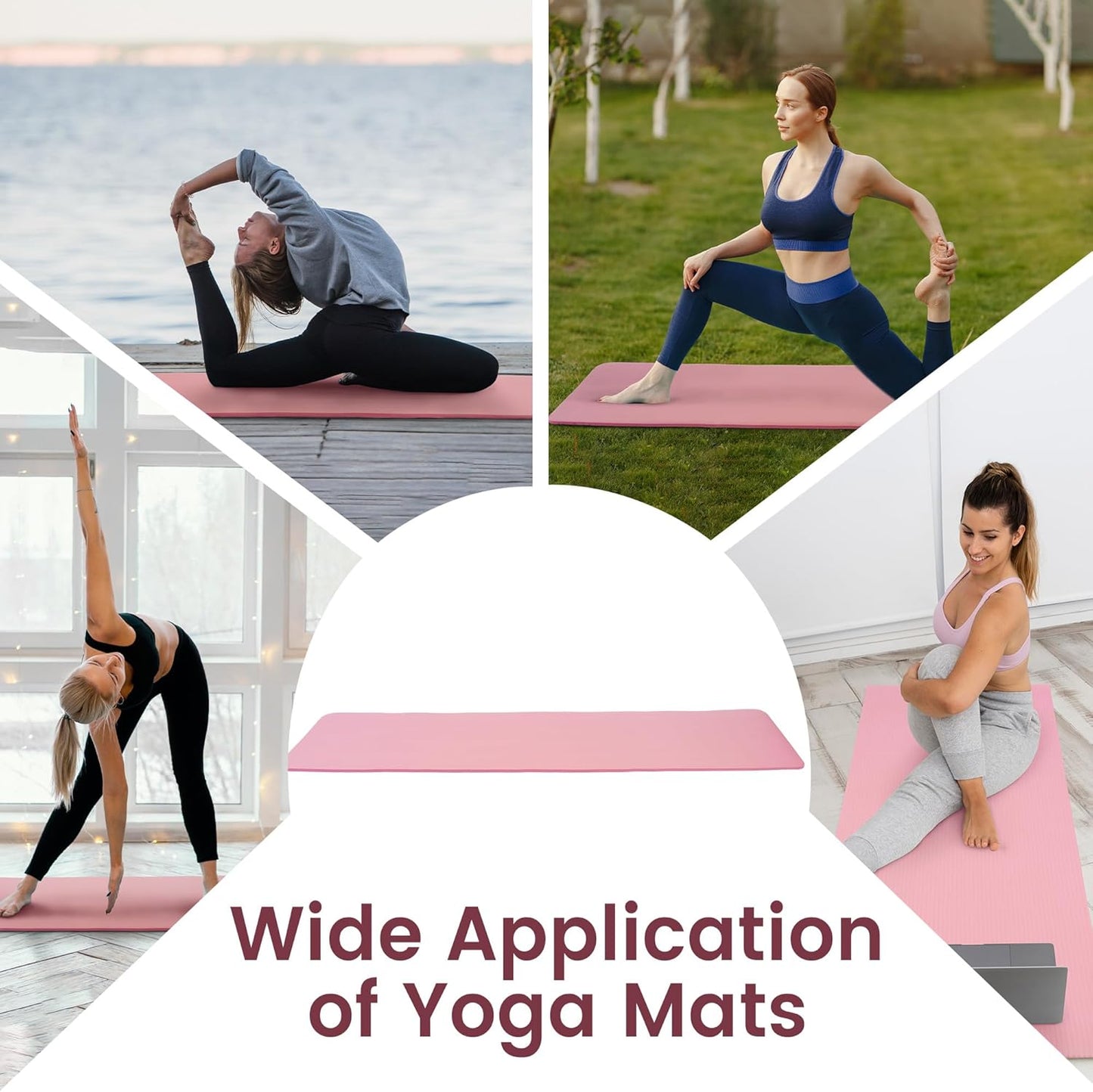 Yoga Mat, 1/2-Inch Extra Thick High Density Exercise Mat, Anti-Tear Exercise Yoga Mat with Carrying Strap, Suitable for Various Yoga Exercises