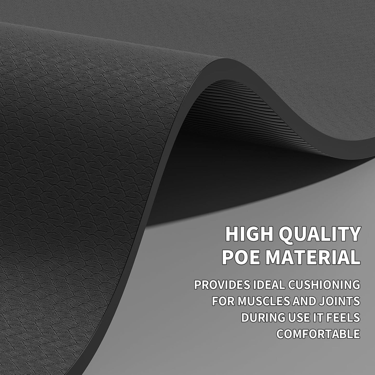 10mm Large Yoga Mat (6'x 4') - Extra Long and Wide 72 x 48 x 0.4 inches, Non-Slip POE Fitness Mat, Eco-Friendly, Thick Wide Exercise Mat for Home Workouts,Ideal for Yoga and Pilates.