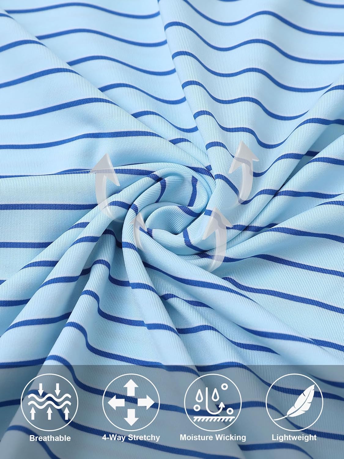 Rouen Mens Polo Shirts Short Sleeve Dry Fit Performance Moisture Wicking Causal Striped Polo Collared Golf Shirts for Men