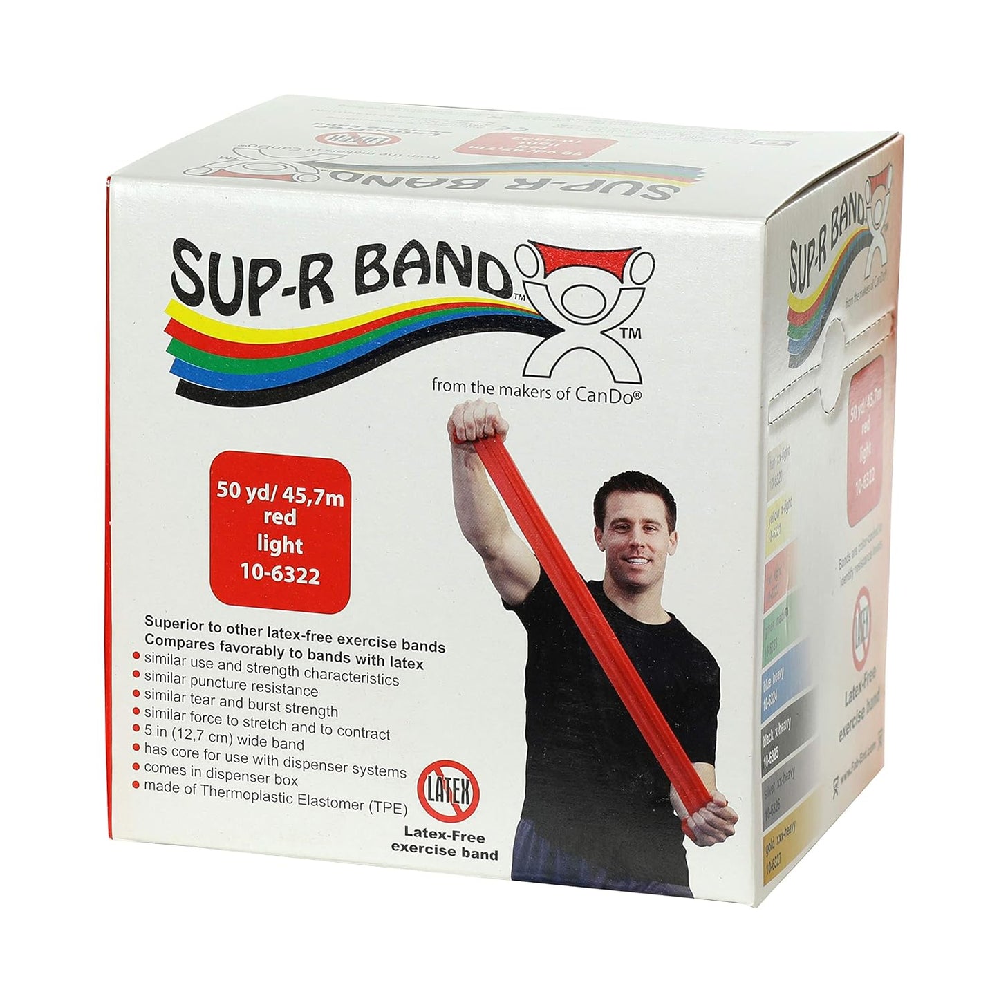 CanDo 10-6322 Sup-R Latex Free Exercise Band, 50yds Length, Red Light