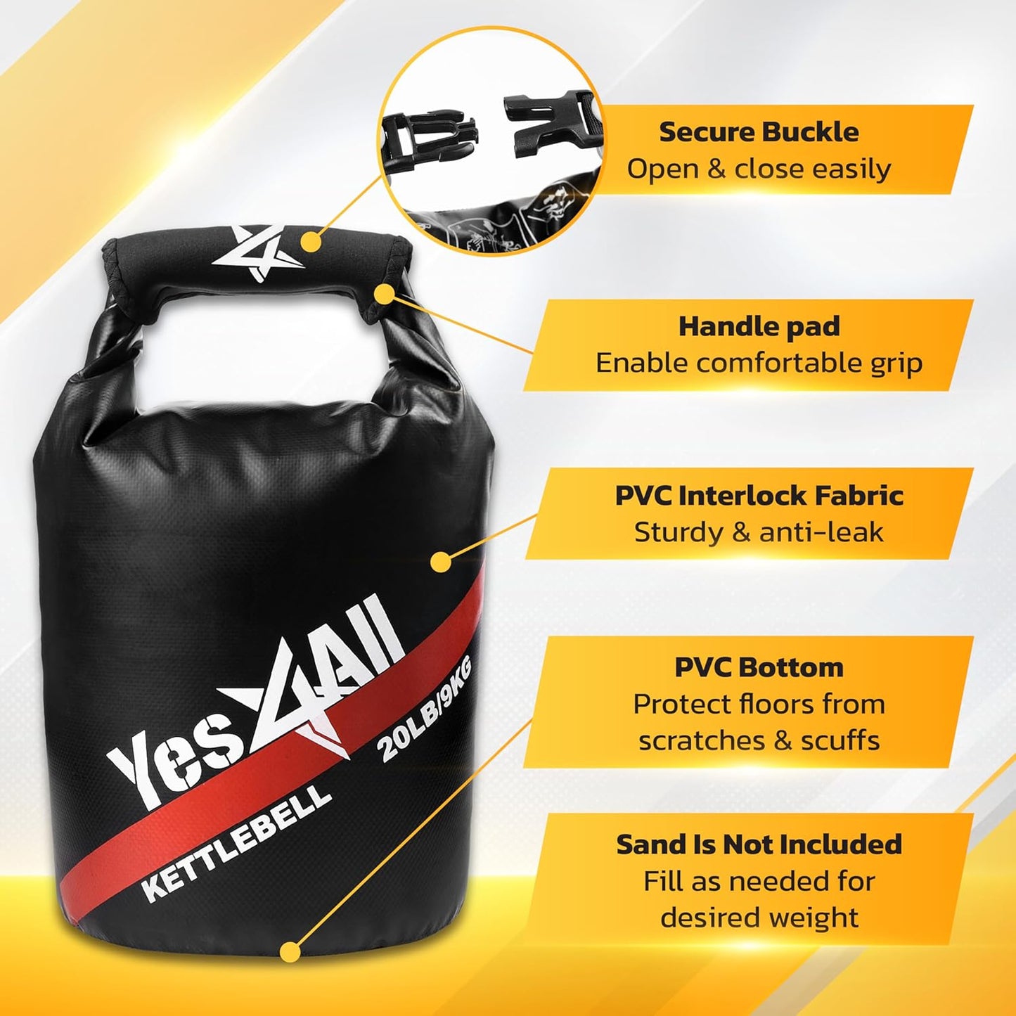 Yes4All Powder Coated Cast Iron Kettlebell Strength Training Kettlebells Weight Set for Full Body Workout, Home Gym