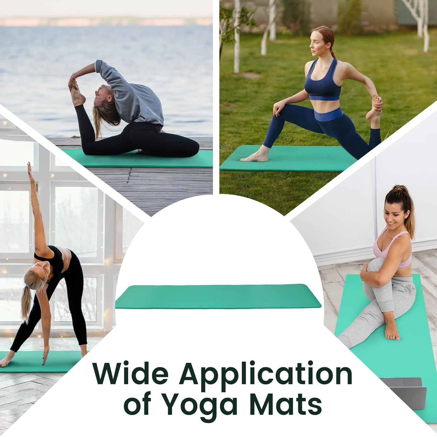Yoga Mat, 1/2-Inch Extra Thick High Density Exercise Mat, Anti-Tear Exercise Yoga Mat with Carrying Strap, Suitable for Various Yoga Exercises