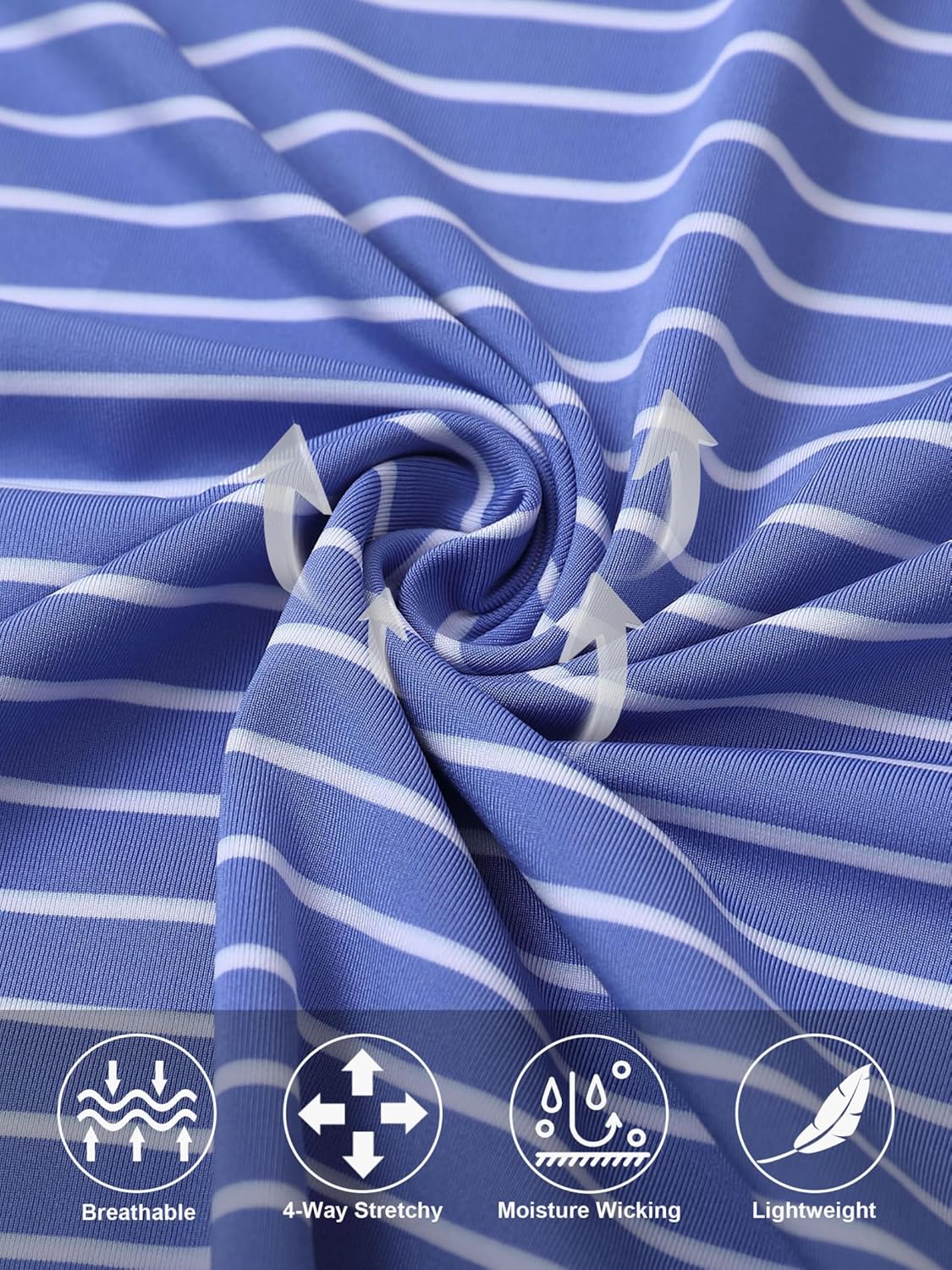 Rouen Mens Polo Shirts Short Sleeve Dry Fit Performance Moisture Wicking Causal Striped Polo Collared Golf Shirts for Men