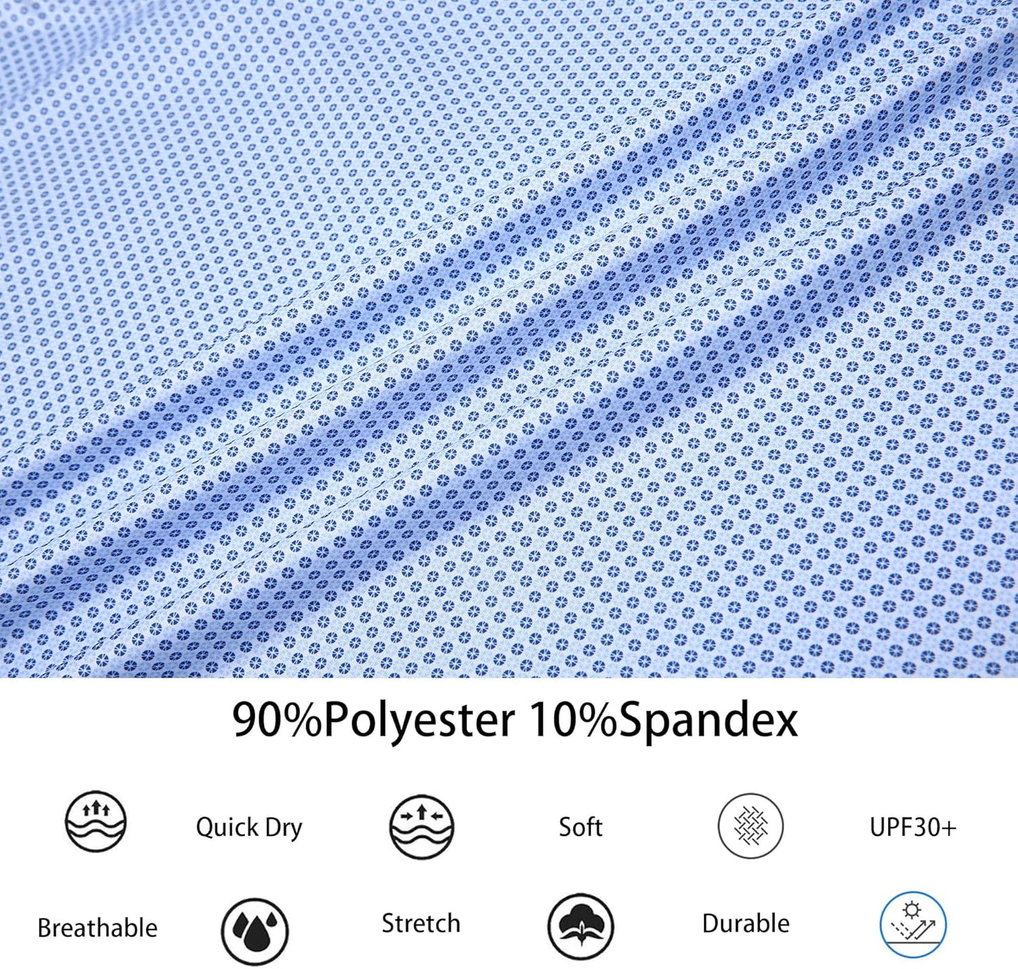 Alex Vando Mens Golf Shirt Moisture Wicking Classic Print Golf Shirts for Men