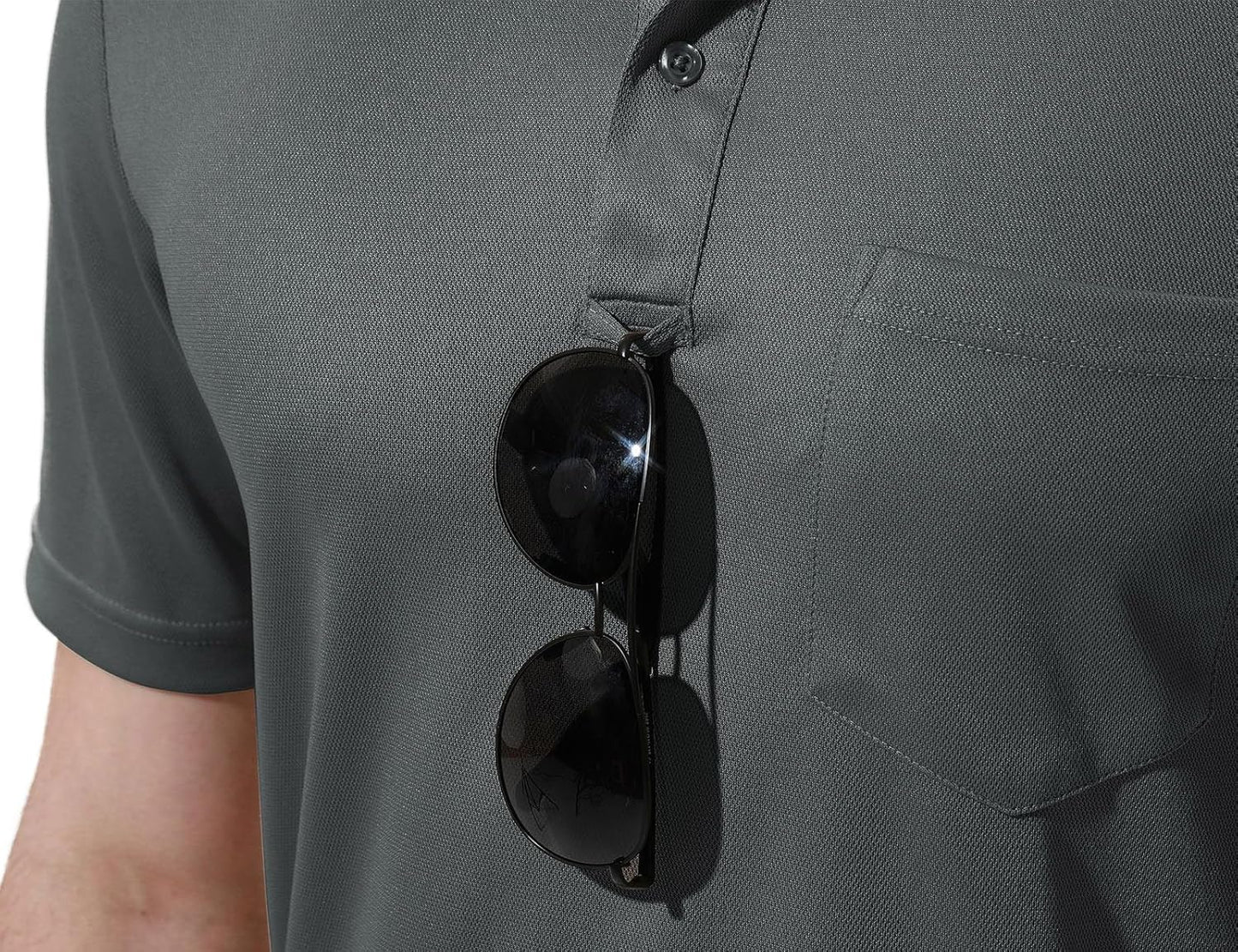 TBMPOY Men's Polo Shirts with Pocket Short Sleeve Quick Dry Casual Sports Outdoor Golf Shirt