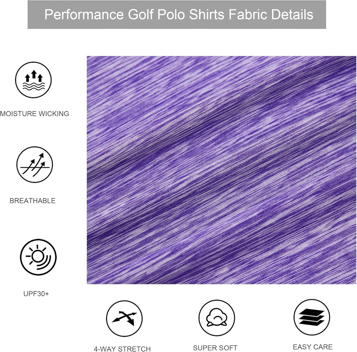 Alex Vando Mens Golf Shirt Moisture Wicking Quick-Dry Short Sleeve Casual Polo Shirts for Men